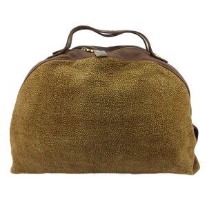 BORBONESE Handbag Brown beige gold Women 913913 Authentic secondhand
